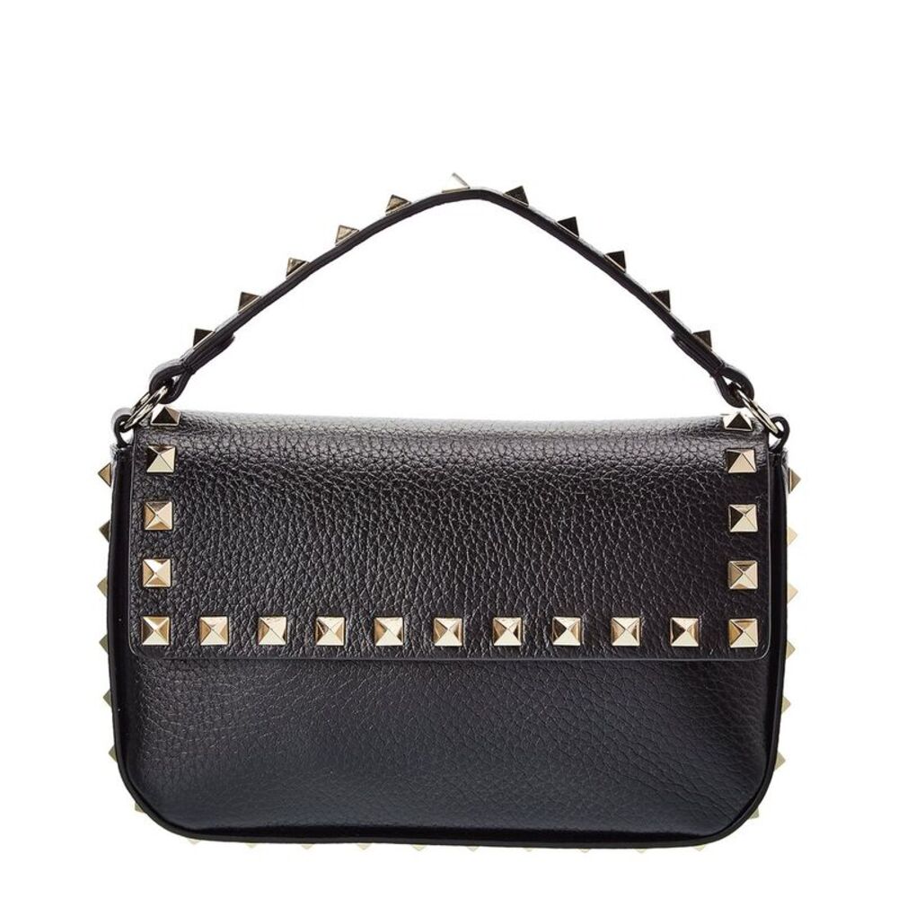 Valentino Rockstud Grainy Leather Crossbody, Black